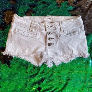 Button up striped frayed shorts